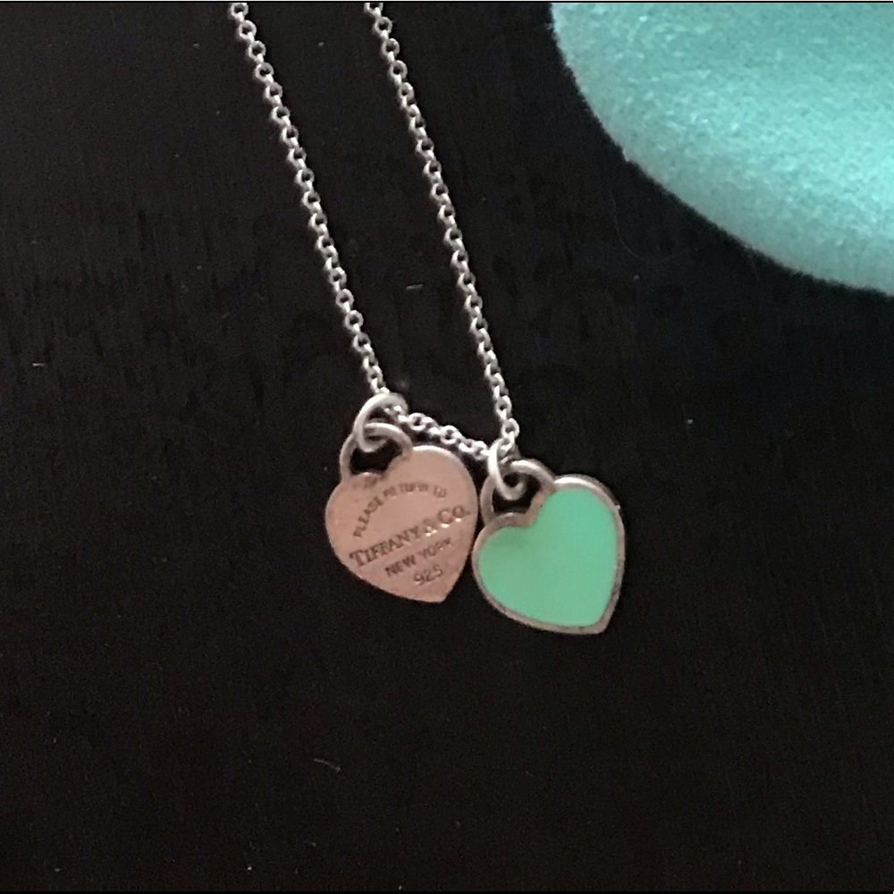 Tiffany Blue Double Heart Tag Pendant, mini